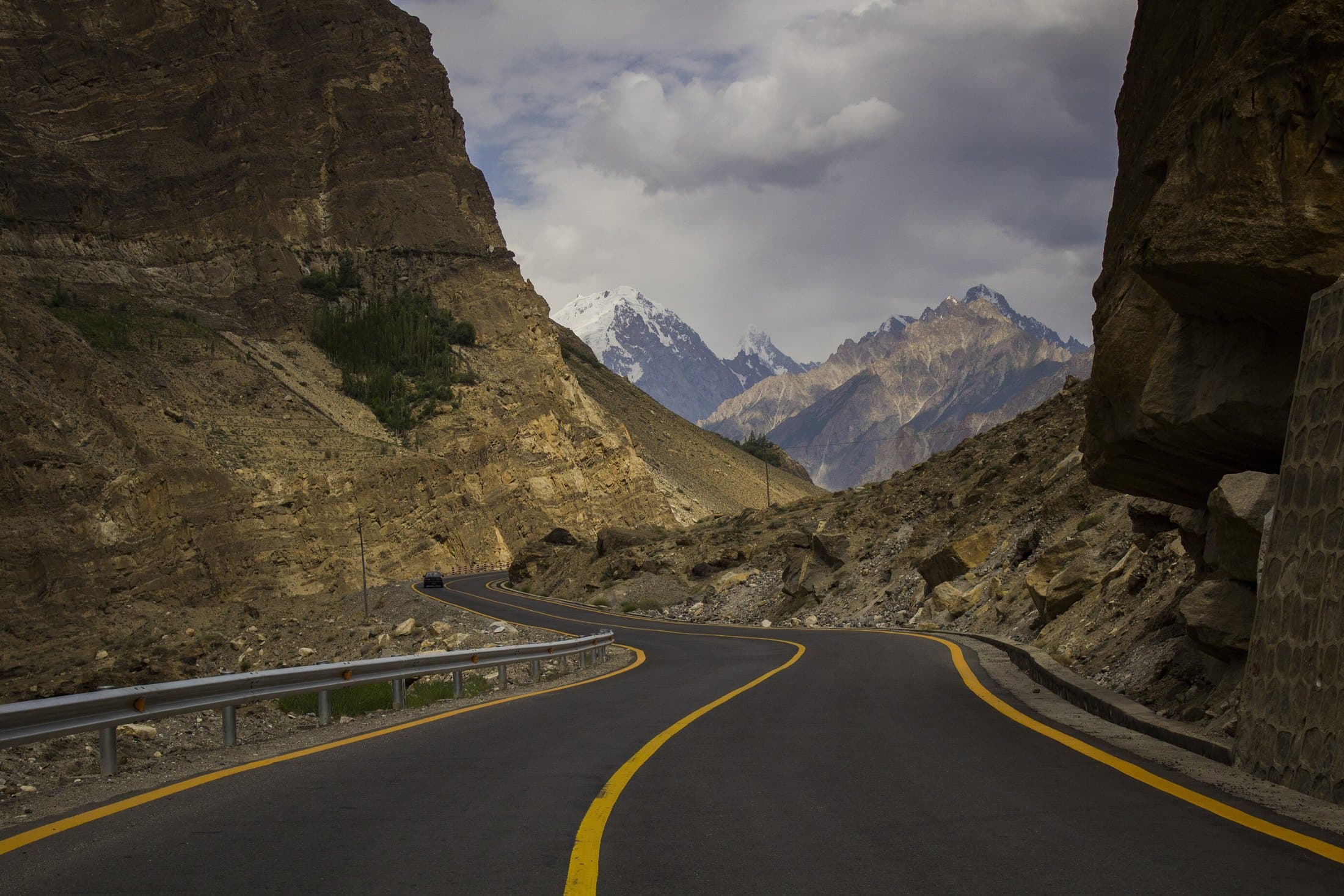 The Karakoram Highway winding into the mountains of Gilgit-Baltistan