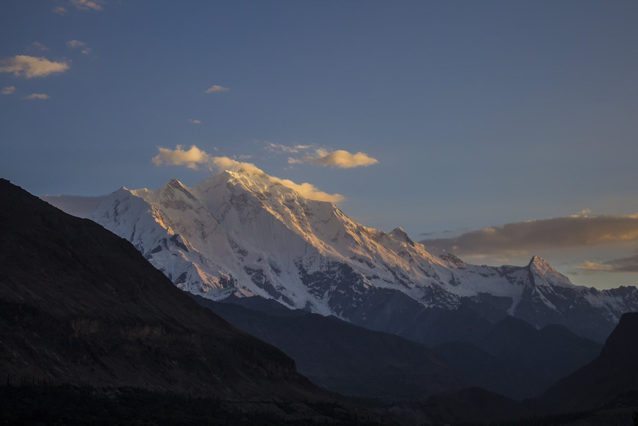 Rakaposhi seen from the Karakoram Highway at dusk